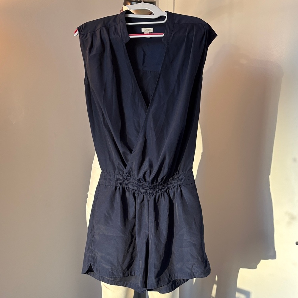 J. Crew Navy Sleeveless V-Neck Romper